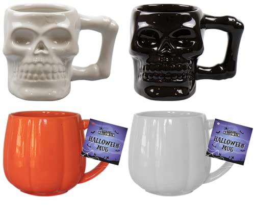 evelay Halloween Mug Ceramic Set of 4 Tea Water Coffee Mugs Cups Ideal Halloween Gifts for Men and Women