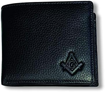 Square & Compass Leather Bi-Fold Masonic Wallet - [Black] image 3
