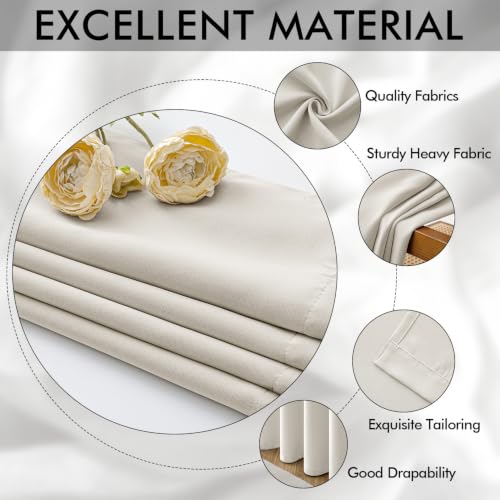Image of MIULEE Ivory Blackout Bedroom Curtains Drapes 96 Inch Long 52 inchx96 inch | Grommet Top, Room Darkening Window Drapes, Privacy Protection, Thermal Insulated, Heat Blocking, Light Blocking