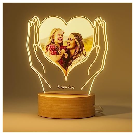 Bemaystar Customized Memorial Night Light with Picture Frame, Personalized Gifts for Mothers Birthday Thanksgiving Valentines