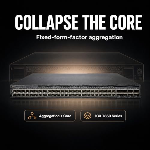 Image of Ruckus ICX7850-48F Managed Switch, 48x 1 /10 /25GbE SFP28, 8x 40 /100GbE QSFP28 Uplinks, Dual Hot-Swap PSU - Distributed-Chassis Core Switch, 100G Wire-Speed