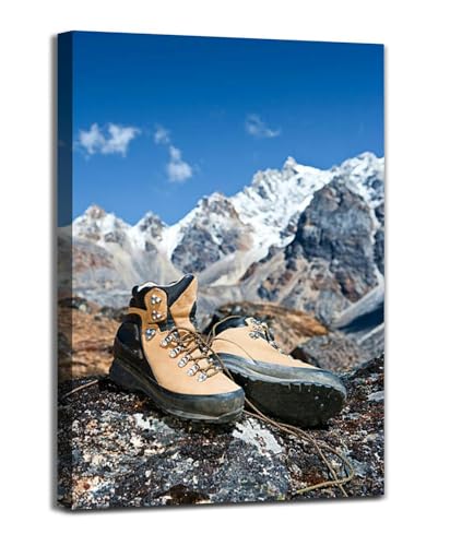 Trekking boots the Himalayas Canvas Wall Art Decor For Bedroom Living Room Painting Large Framed Picture Posters Prints Bathroom Office Kitchen Artwork 20x30