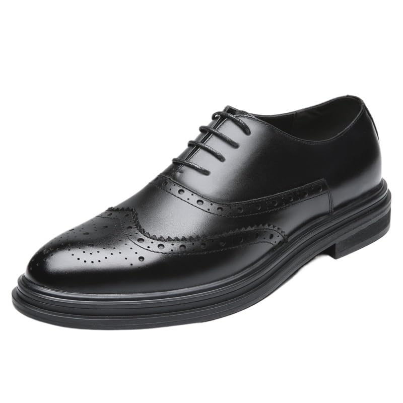 Men Casual Platform Oxford Shoes Fashionable Wear-Resistant Breathable Leather Shoes Men Lace-up Non Slip Tuxedo Shoes