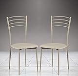 comoda e leggera Dafne Italian Design Coppia di sedie Similpelle Sabbia (cm. 41x 45x 90h)