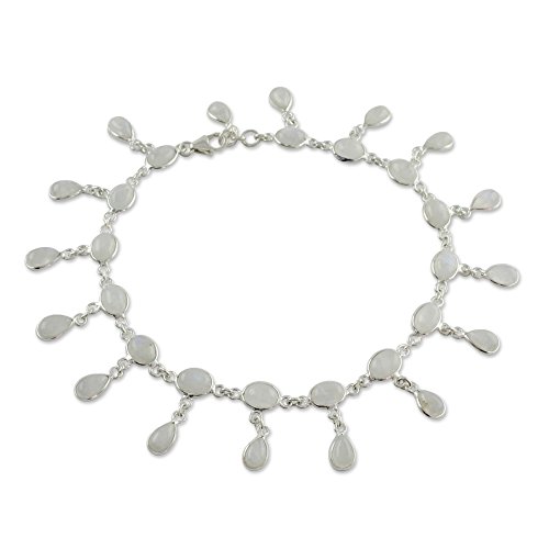 Novica Handmade Moon Dancer - 925 Sterling Silver Rainbow Moonstone Anklet, Silver Anklets, Anklet Bracelets For Women, Anklets Charm Bracelets, Handmade Womens Ankle Bracelets, Silver Jewelry #TOP21