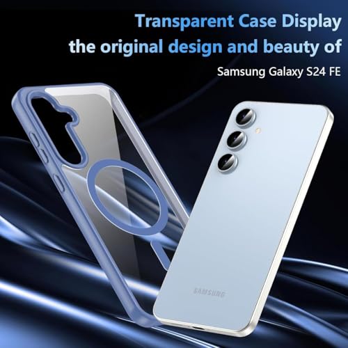 Image of DIZORO Samsung S25 Plus Case,Compatible with MagSafe, Non Yellow Military-Grade Drop Protection & Hard PC Back Cover Slim Transparent Anti-Scratch Shockproof Phone Case(Official Blue)