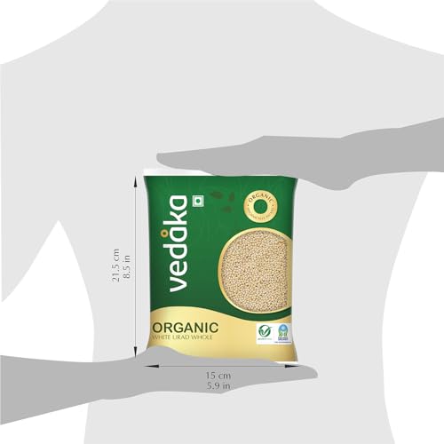 Image of Amazon Brand - Vedaka Organic White Urad Dal Whole | 1 Kg | Rich Source Of Protein | Cholesterol Free & No Added Additives