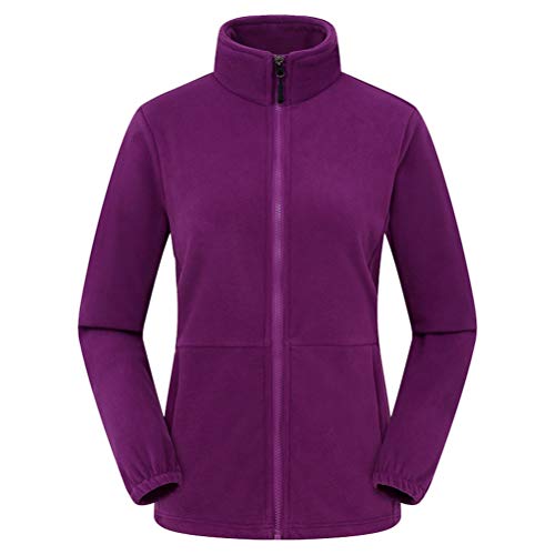 JEELINBORE Chaqueta clásica de forro polar para hombre y mujer, chaqueta softshell cálida para exteriores, color lila, para mujer, CN M, Morado para mujer., M