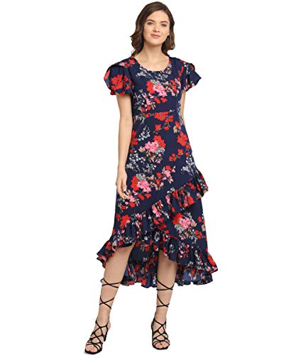 Image of OOMPH! Women's Western & Fusion wear Wrap Midi Dresses for Women, Blue - md159
