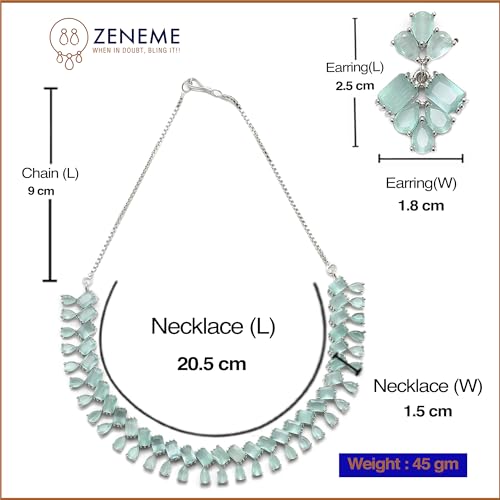 Rhodium-Plated American Diamond Necklace Set