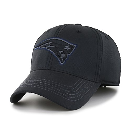 OTS NFL New England Patriots Men's Wilder Center Stretch Fit Hat, Black, Large/X-Large