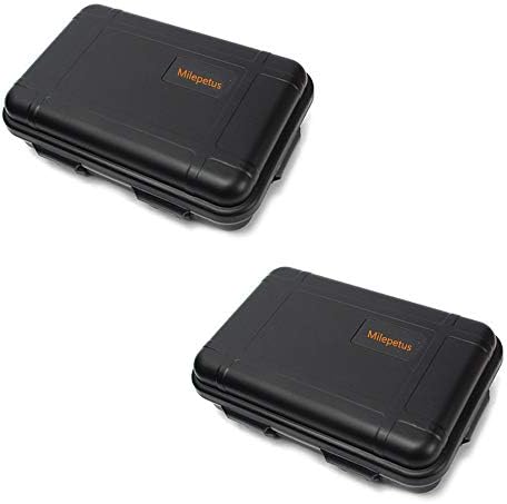 Milepetus 2pcs Large Outdoor Shockproof Waterproof Boxes Survival Airtight Case Plastic Survival Box Container Storage Case (Black, Large)