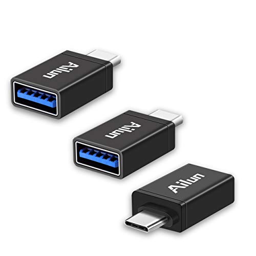 Ailun USB C Adapter Type C Adapter 3Pack High Speed USB C to USB A 3.0 Female Adapter for USB Type C Devices Compatible with MacBook Galaxy s20, s20+ S20Ultra S10 S9 Plus Note10 More Black