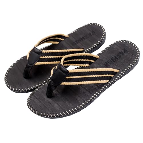 Chanclas para hombre de talla grande con bridas trenzadas – Sandalias de verano cómodas Slip-on para poner, Claquetas antideslizantes con brida entre-Dedos, zapatillas de verano transpirables planas