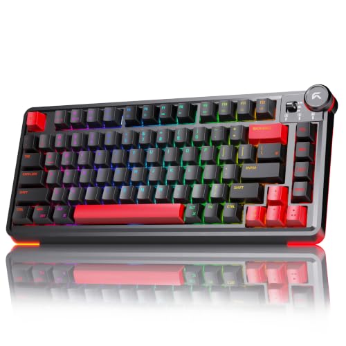 Image of CYBEART Nighthawk 75 Wireless Mechanical Keyboard, 81 Keys with Multimedia Knob, Tri-Mode Bluetooth 5.1 /2.4GHz /Wired, Hot-Swappable, RGB Backlit, Linear Switches, PBT Keycaps, 4000mAh Battery