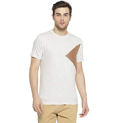Campus Sutra Solid Men Round Neck Beige T-Shirt(AUZ19PRM_RNHSSSD_M_PLN_CRBR_AZ_M)