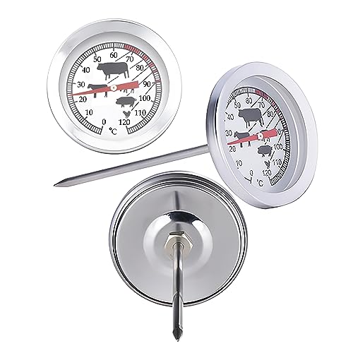 FLEISCHTHERMOMETER 12cm aus Edelstahl analog Backofenthermometer Bratenthermometer Grillthermometer Fleisch Thermometer Grill 95