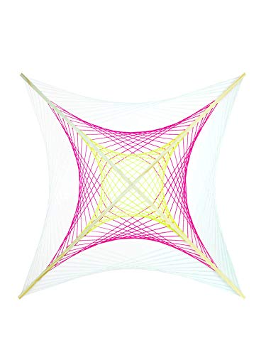 PSYWORK Schwarzlicht 2D StringArt | Fadendeko | Neon Space | 90 cm | UV aktiv | Fadenkunst Neon Wohndeko Dekoration Partydeko PSY Goa handgefertigt String Art Holz