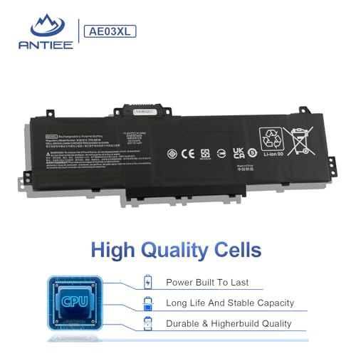 ANTIEE 41.04Wh AE03XL Laptop Batterie Compatible avec HP 240 250 G10 14-EP,15 A11U A11UD GF66 11UD GF76 11UE Pulse 240 G10 84K99PA 834B4PA 834B2PA 85A19EA 836J6PA HSTNN-OB3E TPN-DB1N 11.25V