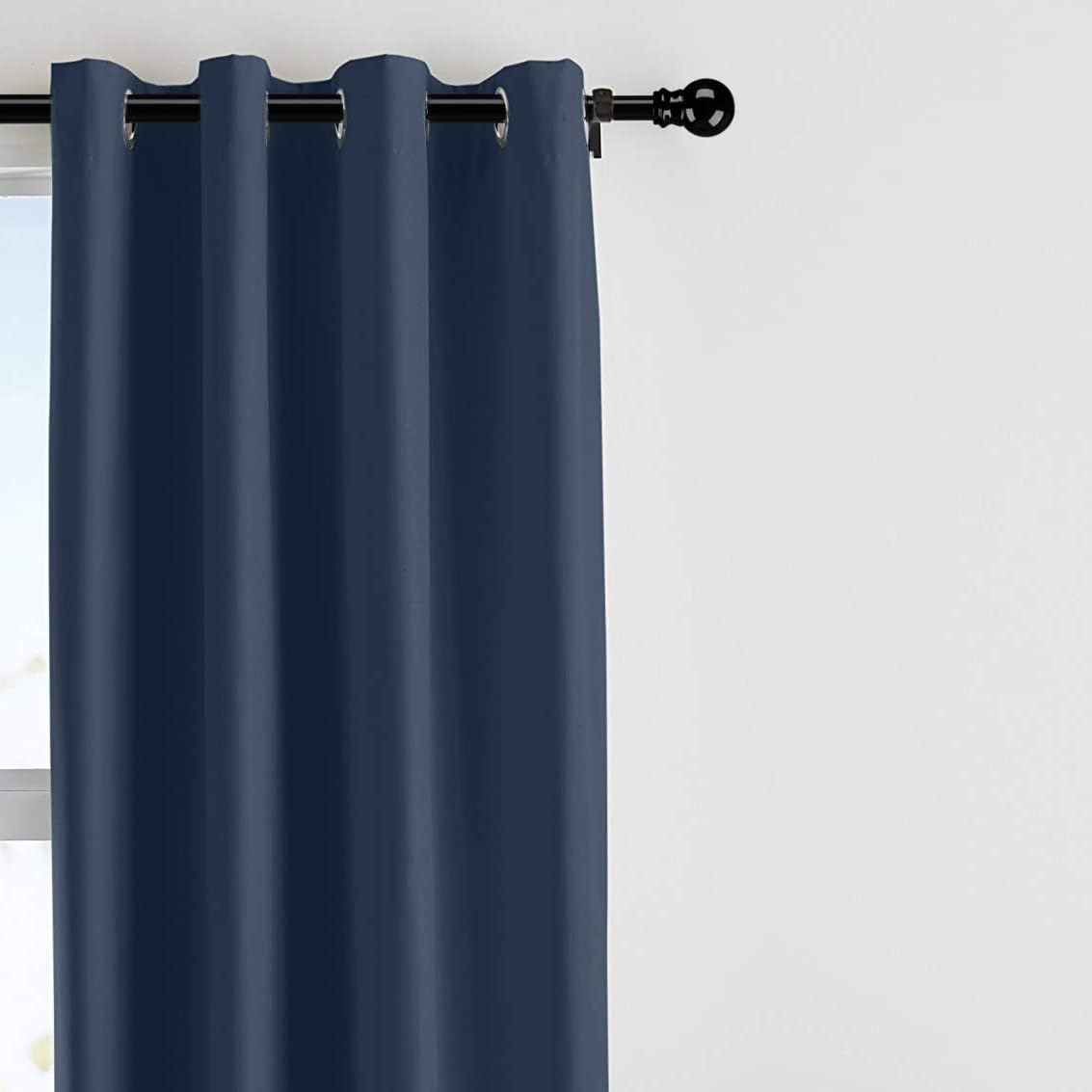 HOSKO 1 inch Black Curtain Rod Set - Adjustable Window Curtain Rod 28-75" - Heavy-Duty Curtain Rods for Grommet Curtains Drapes (Including Three Brackets)