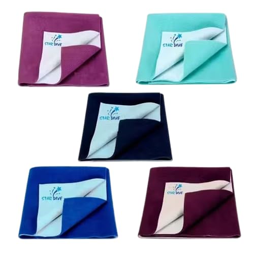 Star Dive Waterproof Drysheet, Baby Bed Protector, Urine Sheet, Washable, Reusable, Breathable, Skin Friendly, Heat Free Multicolor JTC_S_(50X70cm)_C20_(Pack of 5)-image-12