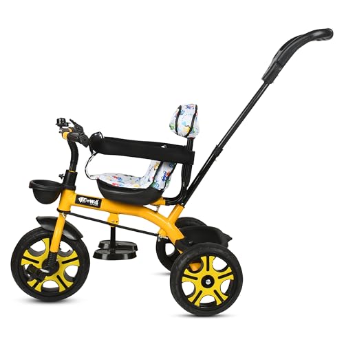 Image of Tricycle 1 Years to 5 Years with Removable Safety Guard and Parental Control Back Side Push Handle with Rubber Tyre for Kid's CR07 (Yellow 3)