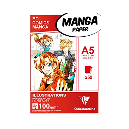 Clairefontaine Manga A5 Layout Paper For Colouring Glued Pad, 100 G, 50 Sheets #TOP2
