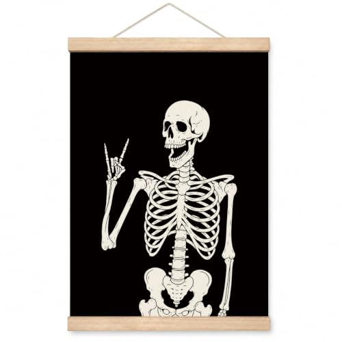 Skull Poster, Funny Gothic Decor, Emo Canvas Posters, Farmhouse Canvas Poster, Halloween Skeleton Skull Wall Art, Aesthetic Wall Decor for Halloween Home Gallery Living Room Bedroom 11.8*15.7