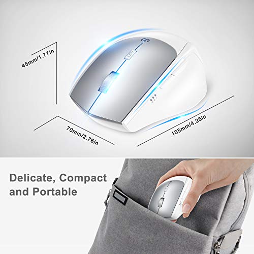 Wireless Mouse - 2.4G Usb & Usb C Mouse Dual Mode Pc Laptop Type C Mice 4 Adjustable Dpi Noiseless Optical Mouse Compatible With Macbook Pro Laptop And All Usb & Usb C Devices, White #TOP5