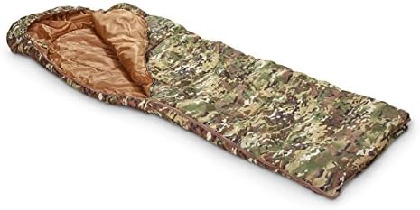 Mummy Sleeping Bag for Camping in MultiCam OCP Military Style with Stuff Sack Rated to 30°F PROUDLY Made in USA