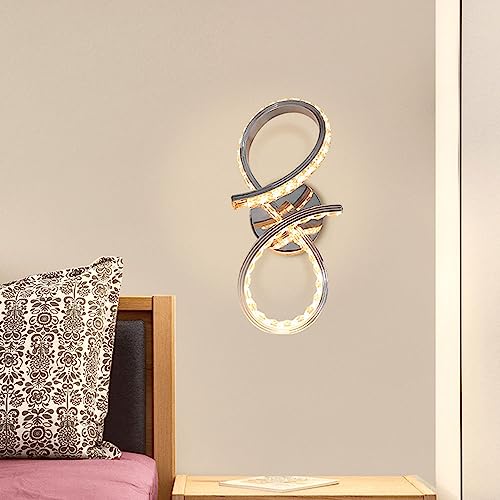 Aplique de pared LED de cristal moderno de 18W acabado cromo en espiral 7