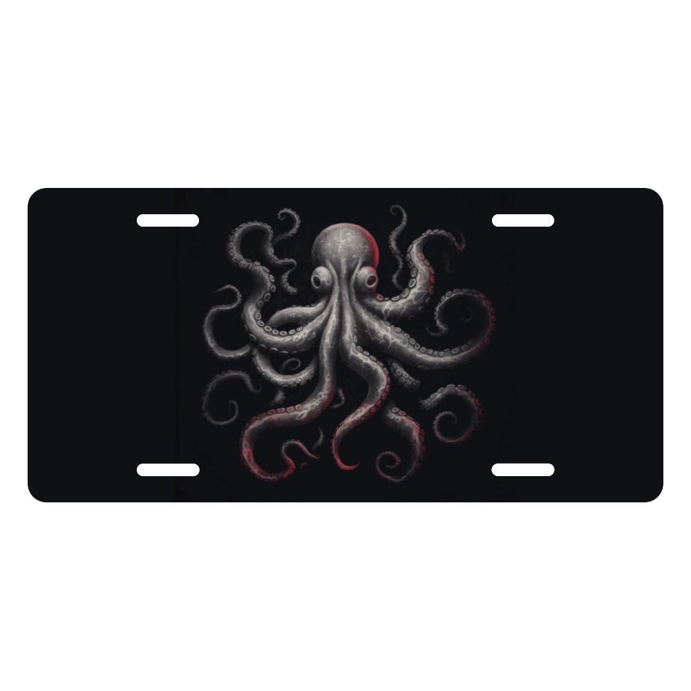 Muishi Cool Octopus Decorative License Plate, Vanity Tag, Metal License Plate, Aluminum Novelty License Plate Home Decor for Men/Women/Boy/Girls 6 X