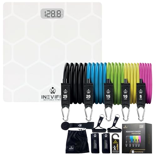 INEVIFIT Balanza Digital de Baño y Set de Bandas de Resistencia miniatura 1
