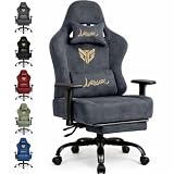 Riftracer Gaming Stuhl Chair Gamer Sessel - wildlederartiger Stoff, 3D‑Armlehnen, neigbare Rückenlehne, höhenverstellbarer Sitz, Lenden‑ & Kopfstütze, 220 kg Belastbarkeit, Grau