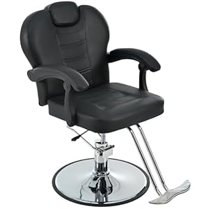 NicBex Wooden Salon Chair for Hair Stylist 360° Swivel Reclining Barber Chair with Hydraulic Pump for Spa Hair Salon Chair Tattoo Chair Barber Chair Adjustable Height Spa Beauty Equipment,Black