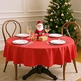 XWZO Christmas Round Tablecloth 80 Inch Polyester Folding Table Cloth, Round Table Cover Waterproof Wipe Clean Spillproof for Kitchen Dining Wedding Outdoor Picnic Buffet Party, Red