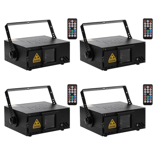 Image of U`King Party Lights RGB Stage Lighting Beam Animation 3D Laser Lights Patterns with DMX512 Sound Activated Remote Control for Festival Bar Nightclub Wedding Live Show Church(4PCS)