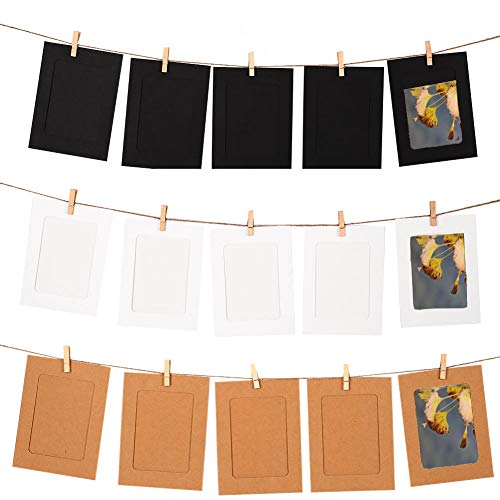 Tocone 30 pcs DIY Marco de Fotos Marcos Papel Fotos para Fotos de Pared Decor con 30 pcs Clip y 3 Cuerdas para Fotos 4 X 6in