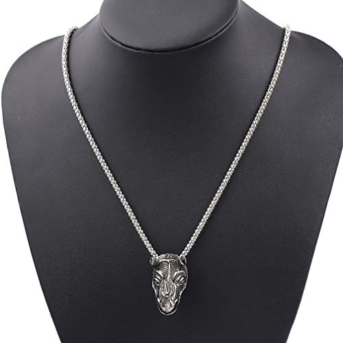 Xusamss Punk Rock Titanium Steel Animal Rhino Head Pendant Necklace,24Inches Link Chain #TOP5