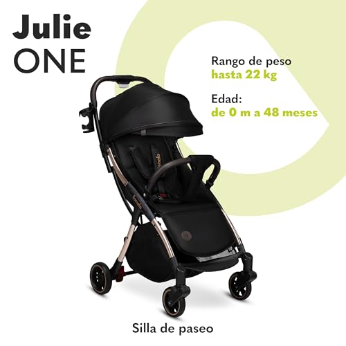 LIONELO Julie One - Cochecito ligero (0-22 kg), ultra compacto, plegable con un solo gesto (0-22 kg), bolsa de transporte, reposapiés respaldo, ajustable hasta la mosquitera - imagen 2
