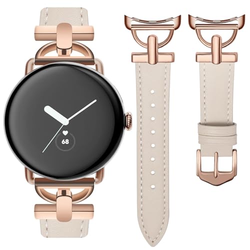 Correa de cuero D-Shape compatible Google Pixel Watch 41mm