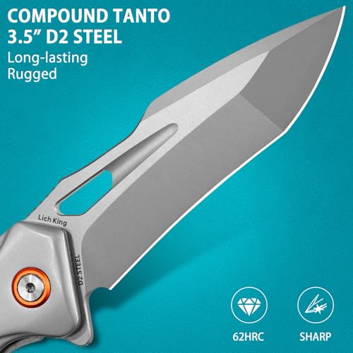 Image of LOTHAR Lich King Folding Pocket Knife, Tactical Pocket Knife for Men Women | 3.5 inch D2 Steel, G10 Handle, Cool Knife for Camping, Survival, Outdoor Gear, Christmas Halloween Father Day Gifts for Him