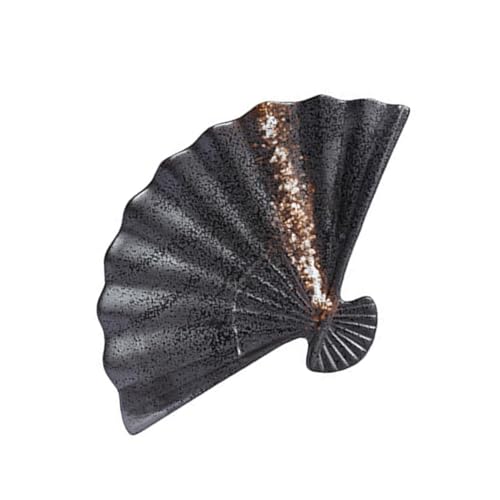 Mikinona 1Pc Ceramic Sushi Plate Fan Shaped Cold Dish Plate for Dumplings Snacks Japanese Style Tableware Easy to Clean for Restaurants Home Use