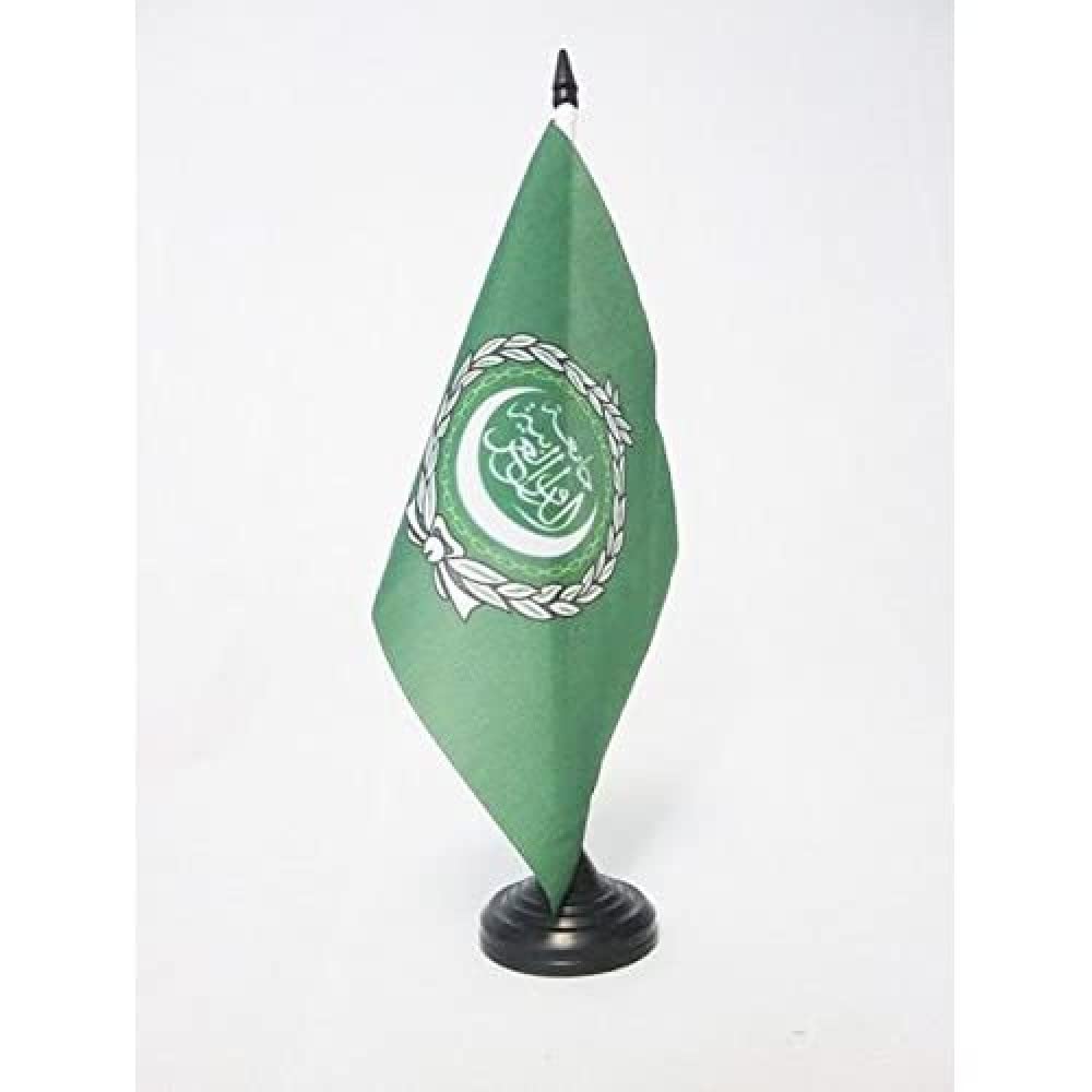 AZ FLAG League of Arab States Table Flag 5'' x 8'', Arab League Office Decoration 100% Polyester 21 x 14 cm