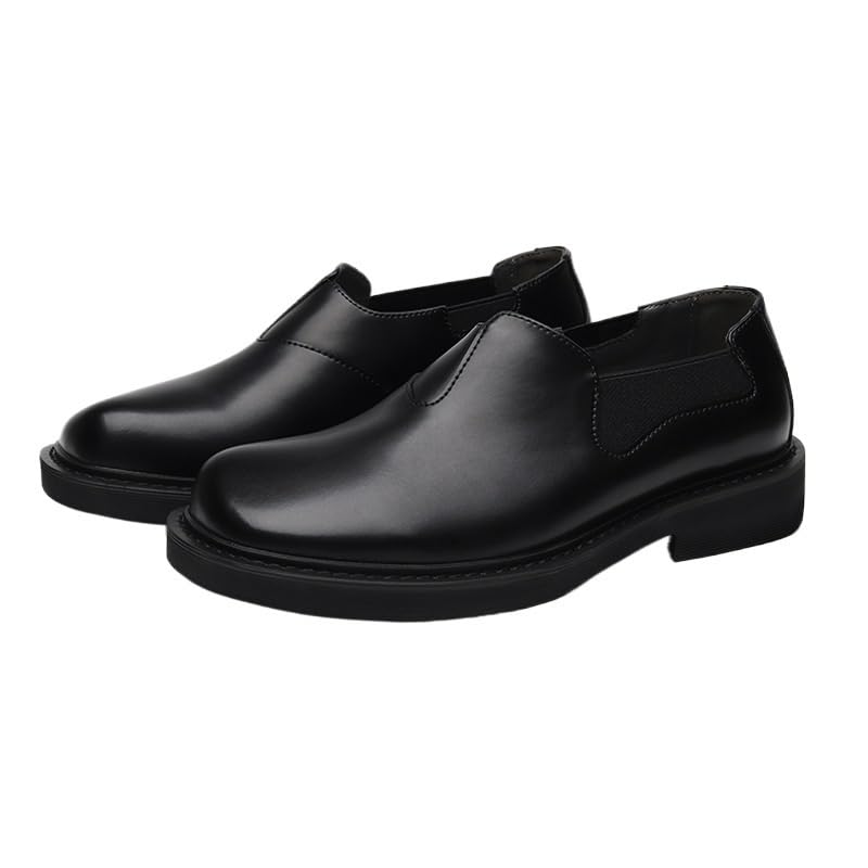 Oxford Shoes for Men Tuxedo Working Classic French Leather Pointed Toe Slip-on Non Slip Block Heel Anti-Slip Slip Resistant Classic