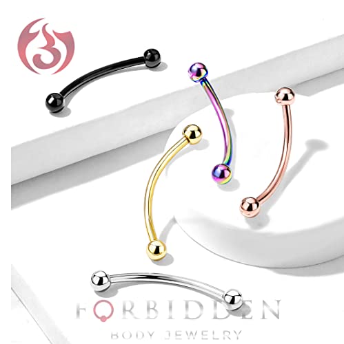 Forbidden Body Jewelry Snake Eyes Piercing Jewelry Tongue, Conch, Belly Button or Eyebrow Rings for Women & Men - 16g Curved Barbell 3mm Solid Ball Ends Surgical Steel Piercing Gold (1 Pc - 9/16")4