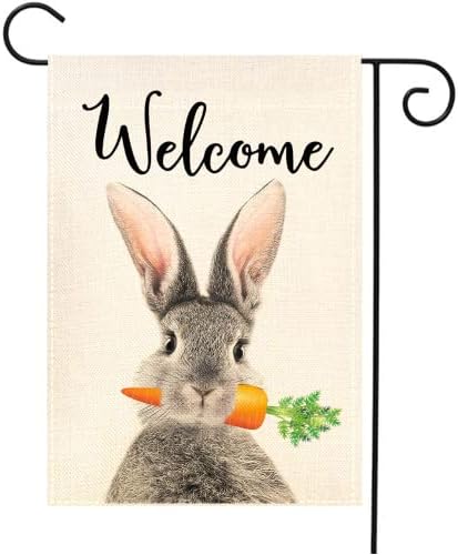 Gukuu&co Easter Bunny Garden Flag 12.5 x 18 Inch Double Sided Welcome Bunny Banners for Easter Decorations Outside Spring Holiday Yard Flag