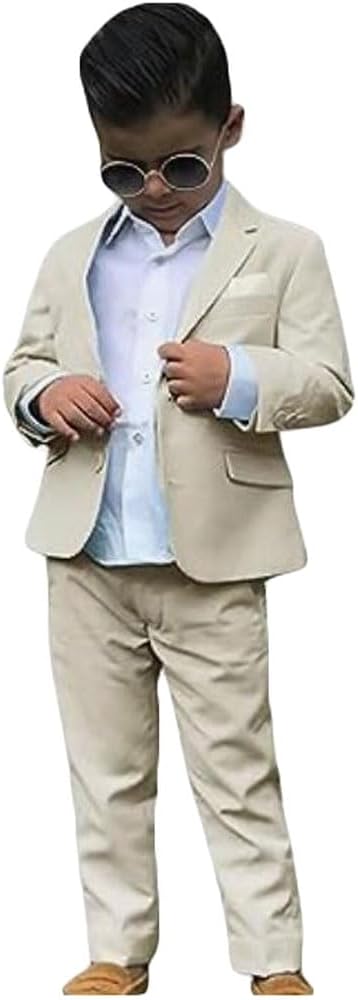 2 PC Boys Tuxedos Suit Slim Fit Boys Formal Suit Jacket Pants Outfit Set Kids Wedding Party Suit