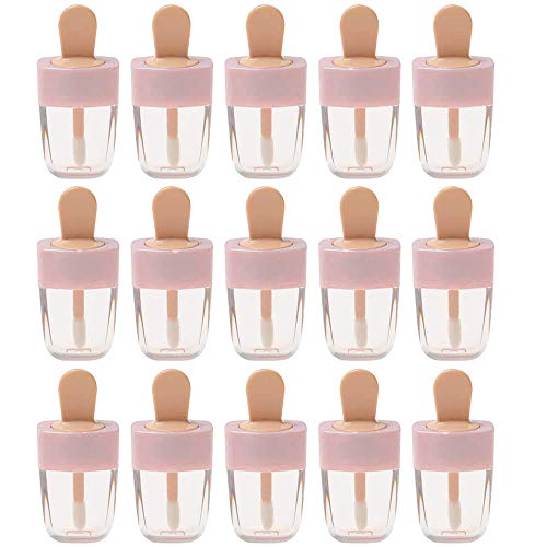 15 packs Light Pink Ice-cream Shaped Empty Lip Gloss Tube Lip Balm Container For Cosmetic Sample Bottle