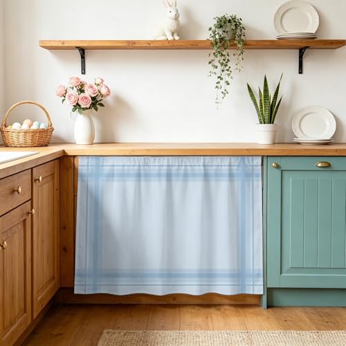Qklasnbdtg Cabinet Curtains 10" W x 11" L, Light Blue